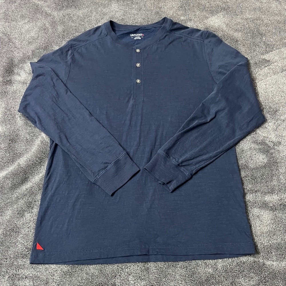 UNTUCKit Mens Long Sleeve Henley Shirt 100% Cotton Size Large Preppy Casual